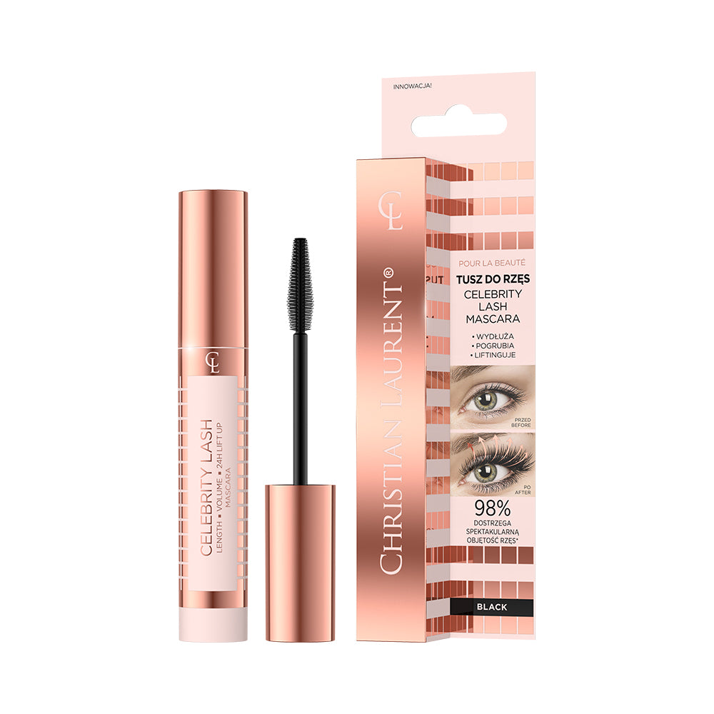 Pour La Beaute Tusz do rzęs pogrubiająco-wydłużająco-liftingujący Celebrity Lash — Składniki i ocena
